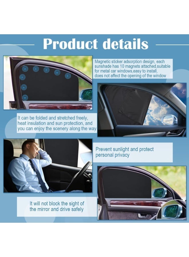 ستائر نوافذ السيارة  عبوة من 4 ستائر مغناطيسية لحماية خصوصية السيارة، ستائر جانبية لحماية الطفل من أشعة الشمس فوق البنفسجية، مناسبة للتخييم، والقيلولة، والنوم، والرضاعة الطبيعية. - Image 5